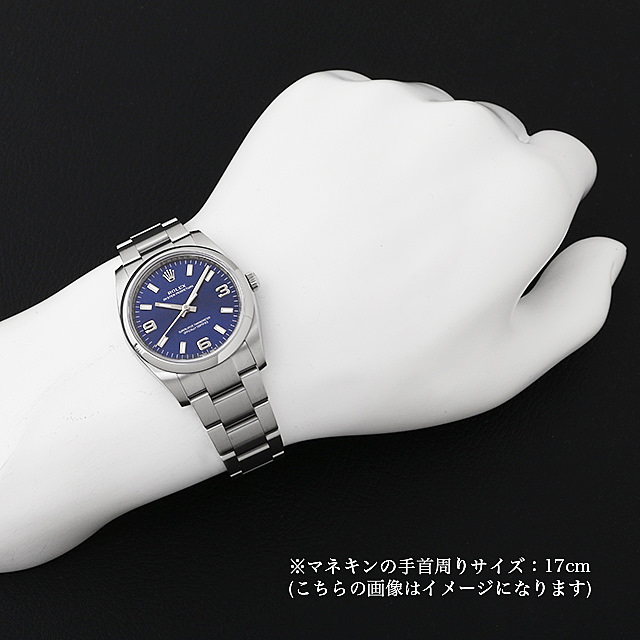 ロレックス オイスターパーペチュアル 114200 ブルー/369ホワイトバー 未使用 メンズ