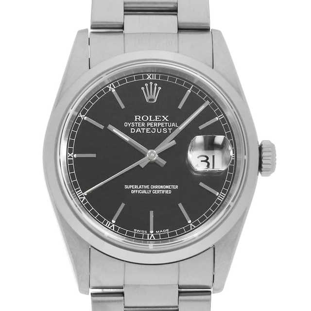 ロレックス デイトジャスト 16200 ブラック バー F番 中古 メンズ