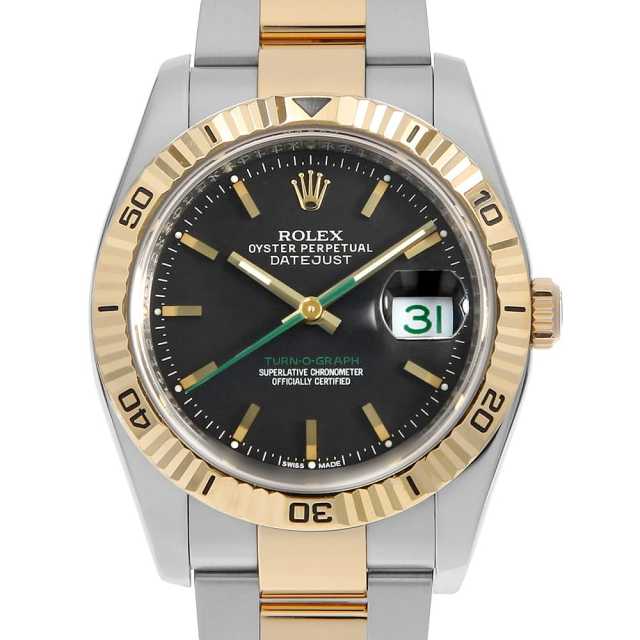 ロレックス ターノグラフ 日本限定 116263 ブラック 3列 オイスターブレス F番 中古 メンズ