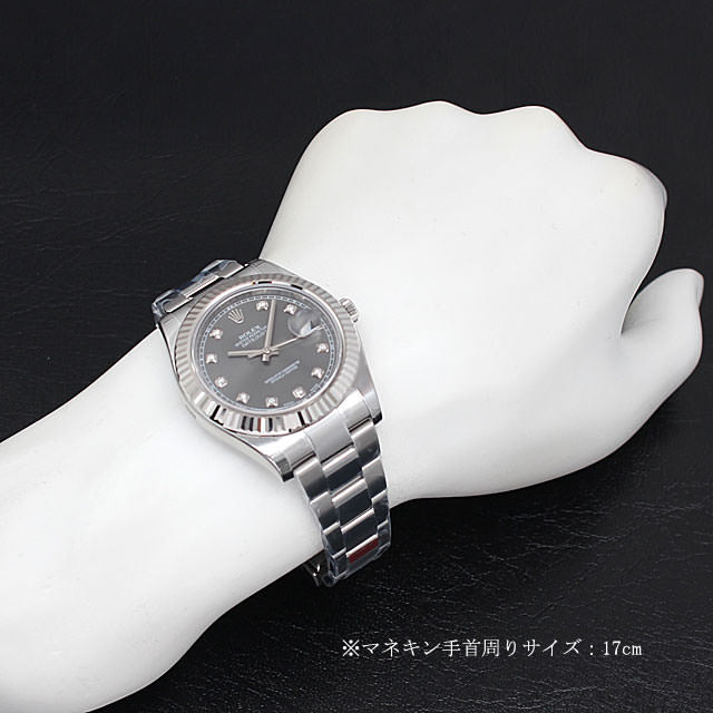 ロレックス デイトジャストII 10Pダイヤ 116334G グレー 新品 メンズ