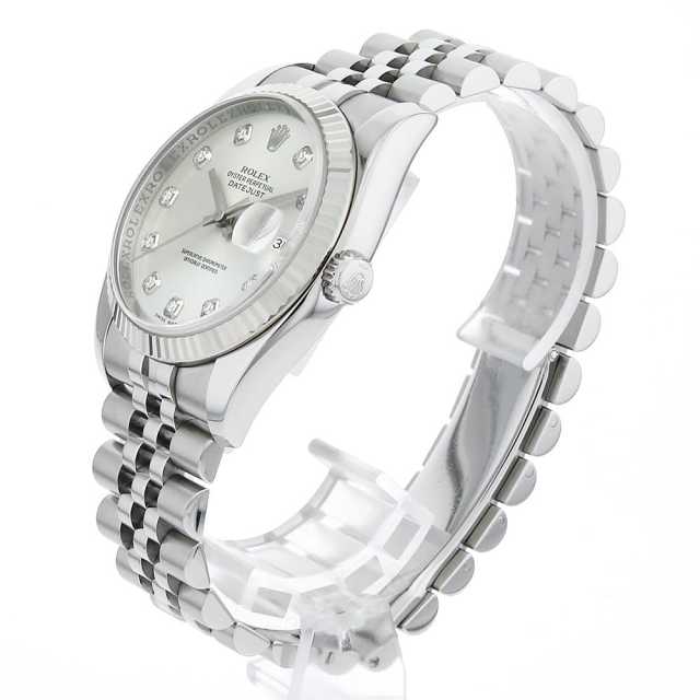 ロレックス デイトジャスト 10Pダイヤ 116234G シルバー 5列 ジュビリーブレス Z番 中古 メンズ