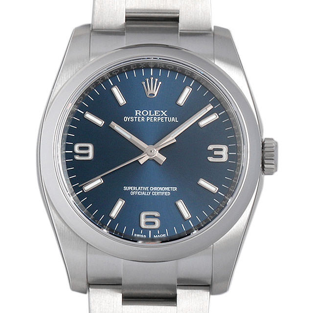 ロレックス オイスターパーペチュアル 116000 ブルー/369ホワイトバー 新品 メンズ