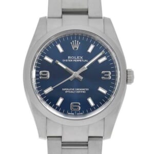 ロレックス オイスターパーペチュアル 114200 ブルー 369ホワイトバー ランダム番 中古 メンズ