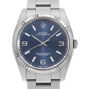 ロレックス オイスターパーペチュアル 116034 ブルー 369ホワイトバー V番 中古 メンズ
