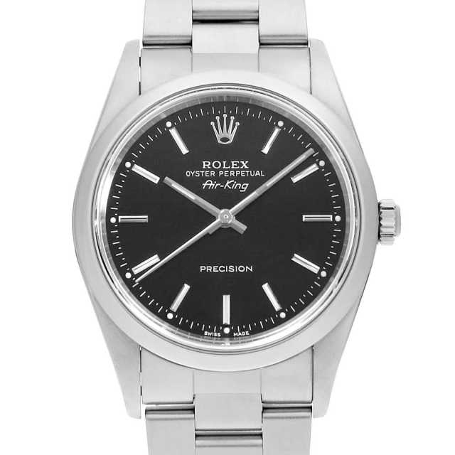 ロレックス エアキング 14000M ブラック バ－ Z番 中古 メンズ