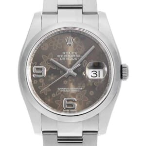 ロレックス デイトジャスト 116200 ブラウン フラワー 3列 オイスターブレス ランダム番 中古 メンズ