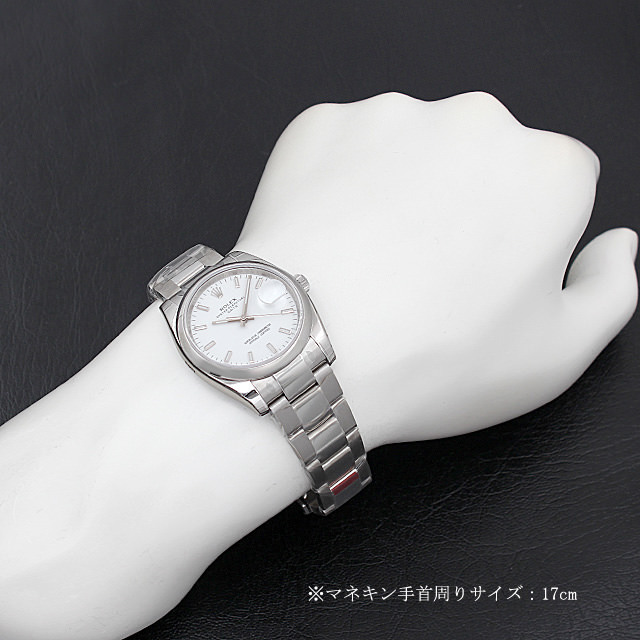 ロレックス オイスターパーペチュアル デイト 115200 ホワイト/バー 新品 メンズ