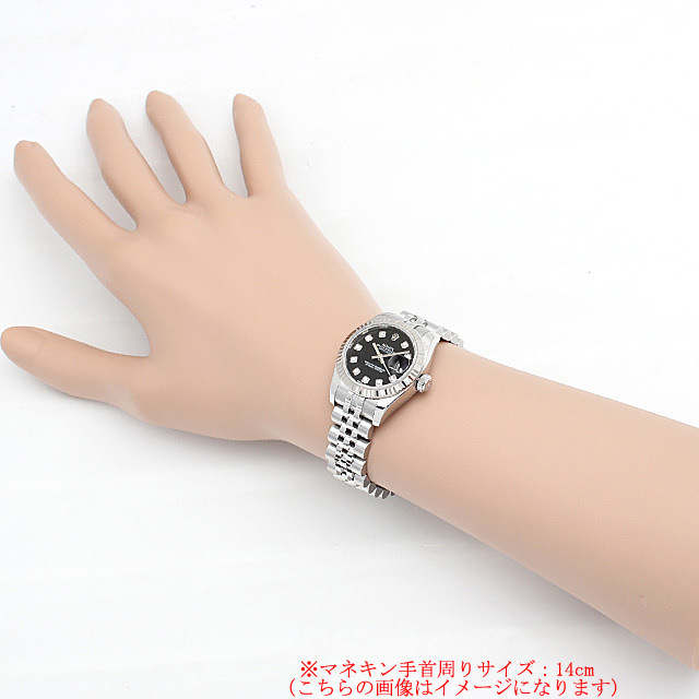 ロレックス デイトジャスト 10Pダイヤ 179174G ブラック 新品 レディース