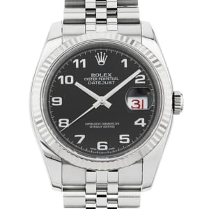 ロレックス デイトジャスト 116234 ブラック/アラビア/5列/ジュビリーブレス D番 中古 メンズ