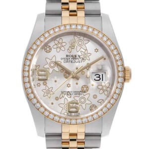 ロレックス デイトジャスト ベゼルダイヤ 116243 シルバー 5列 ジュビリーブレス フラワーモチーフ ランダム番 中古 メンズ