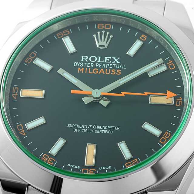 ロレックス ミルガウス グリーンガラス 116400GV ブラック ランダム番 中古 メンズ