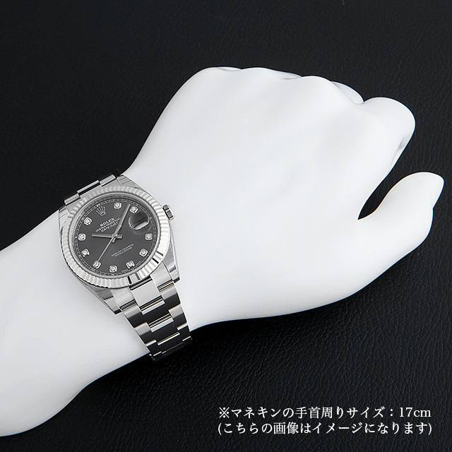 ロレックス デイトジャスト41 10Pダイヤ 126334G スレート(ダークロジウム/グレー)/3列/オイスターブレス 新品 メンズ