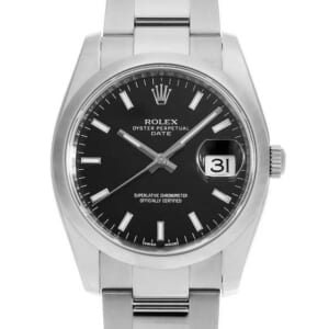 ロレックス オイスターパーペチュアル デイト 115200 ブラック バー ランダム番 中古 メンズ