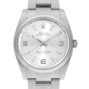 ロレックス オイスターパーペチュアル 114200 シルバー 369ホワイトバー ランダム番 中古 メンズ