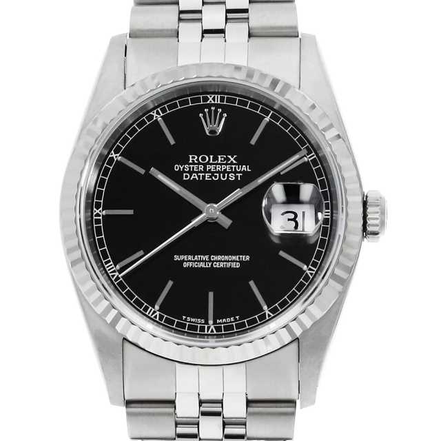 ロレックス デイトジャスト 16234 ブラック バー X番 中古 メンズ