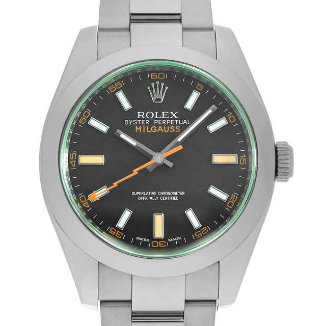 ロレックス ミルガウス グリーンガラス 116400GV ブラック ランダム番 中古 メンズ