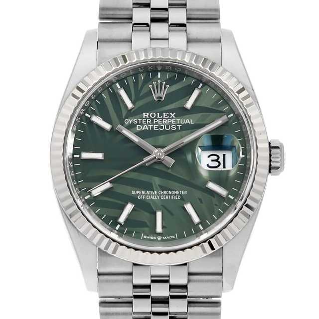ロレックス デイトジャスト36 126234 オリーブグリーン バー パームモチーフ 5列 ジュビリーブレス ランダム番 中古 メンズ