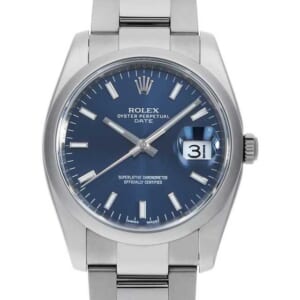ロレックス オイスターパーペチュアル デイト 115200 ブルー バー ランダム番 中古 メンズ
