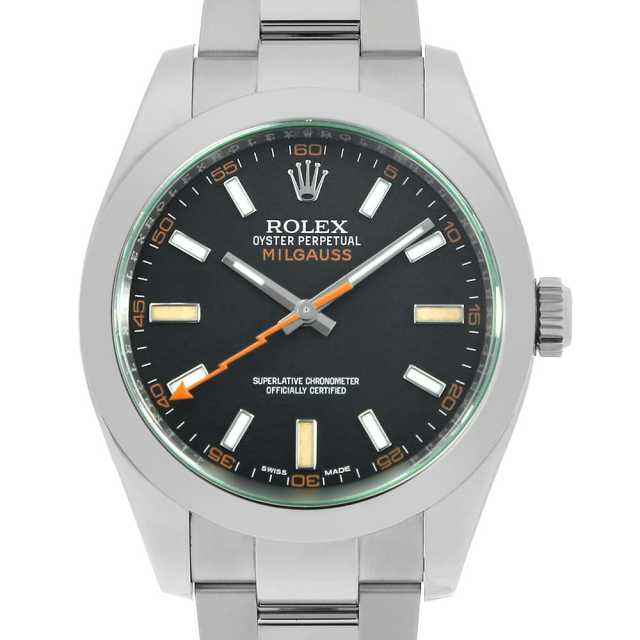 ロレックス ミルガウス グリーンガラス 116400GV ブラック ランダム番 中古 メンズ
