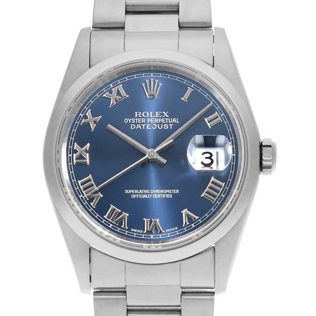ロレックス デイトジャスト 16200 ブルー ローマ U番 中古 メンズ