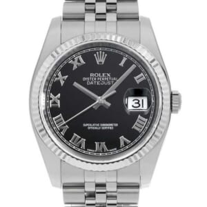 ロレックス デイトジャスト 116234 ブラック ローマ 5列 ジュビリーブレス ランダム番 中古 メンズ