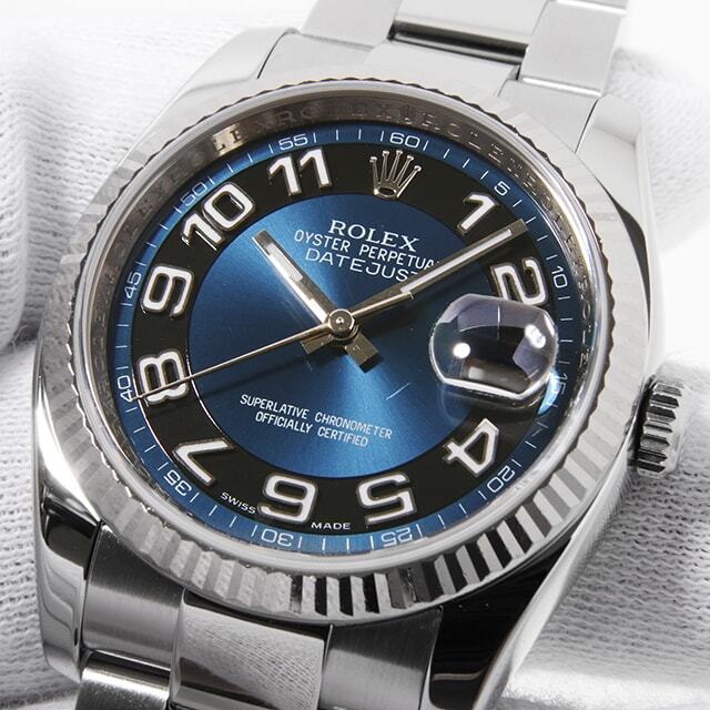 ロレックス デイトジャスト 116234 ブルー/ブラック/アラビア ランダムシリアル 中古 メンズ