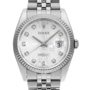 ロレックス デイトジャスト 10Pダイヤ 116234G シルバー 彫りコンピューター 5列 ジュビリーブレス D番 中古 メンズ