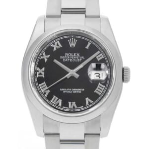 ロレックス デイトジャスト 116200 ブラック ローマ 3列 オイスターブレス ランダム番 中古 メンズ