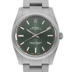 ロレックス オイスターパーペチュアル 114200 オリーブグリーン ランダム番 中古 メンズ