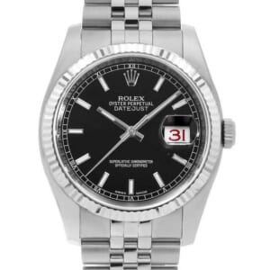 ロレックス デイトジャスト 116234 ブラック 5列 ジュビリーブレス ランダム番 中古 メンズ