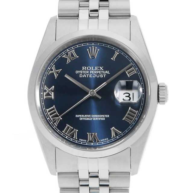 ロレックス デイトジャスト 16200 ブルー ローマ 5列 ジュビリーブレス A番 中古 メンズ