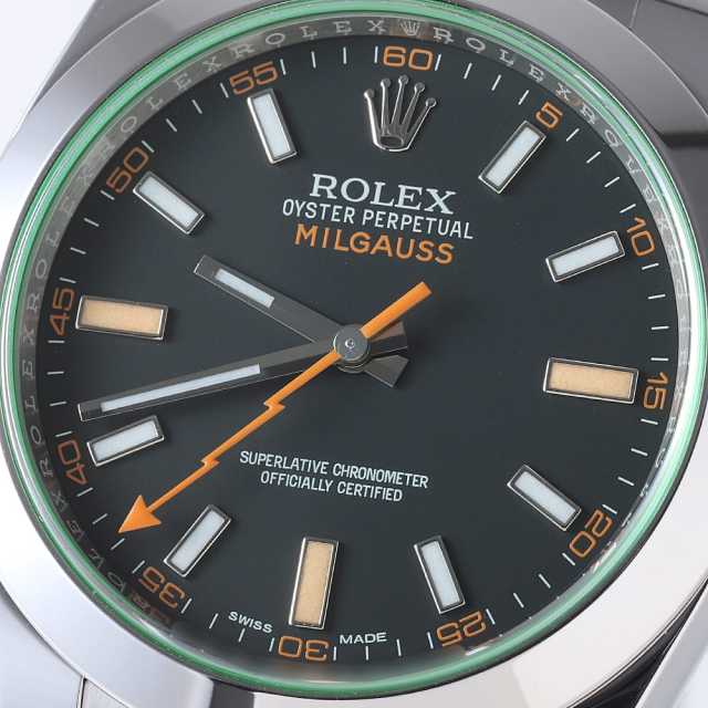 ロレックス ミルガウス グリーンガラス 116400GV ブラック ランダム番 中古 メンズ
