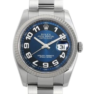 ロレックス デイトジャスト 116234 ブルー/ブラック/アラビア ランダムシリアル 中古 メンズ