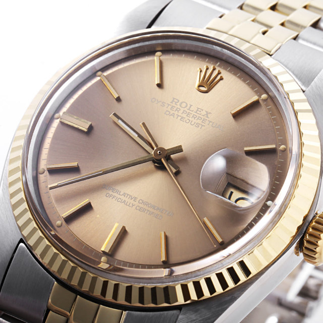 ロレックス デイトジャスト 1601 ブラウン ゴーストダイアル バー 33番 アンティーク メンズ