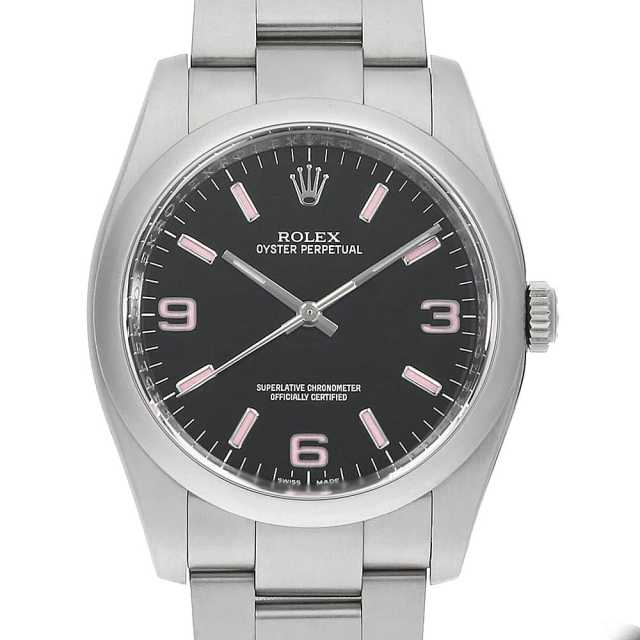 ロレックス オイスターパーペチュアル 116000 ブラック 369ピンクバー V番 中古 メンズ