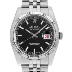 ロレックス デイトジャスト 116234 ブラック バー ５列 ジュビリーブレス G番 中古 メンズ