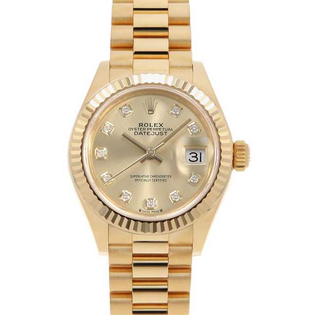 ロレックス デイトジャスト プレジデントブレスレット 10Pダイヤ 279178G シャンパン ランダム番 中古 レディース