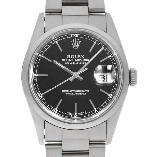 ロレックス デイトジャスト 16200 ブラック バー W番 中古 メンズ
