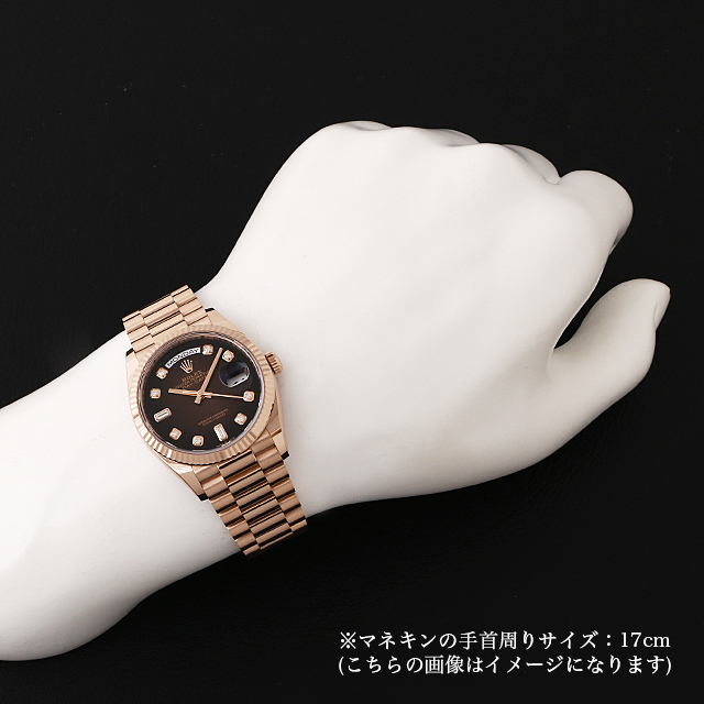 ロレックス デイデイト36 8Pラウンド/2Pバゲットダイヤ 128235A ブラウン 新品 メンズ