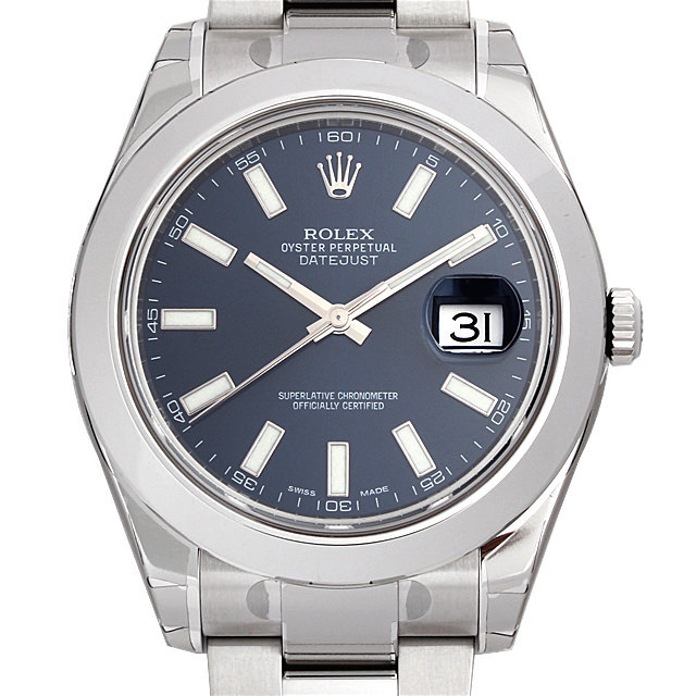 ロレックス デイトジャストII 116300 ブルー/バー 新品 メンズ