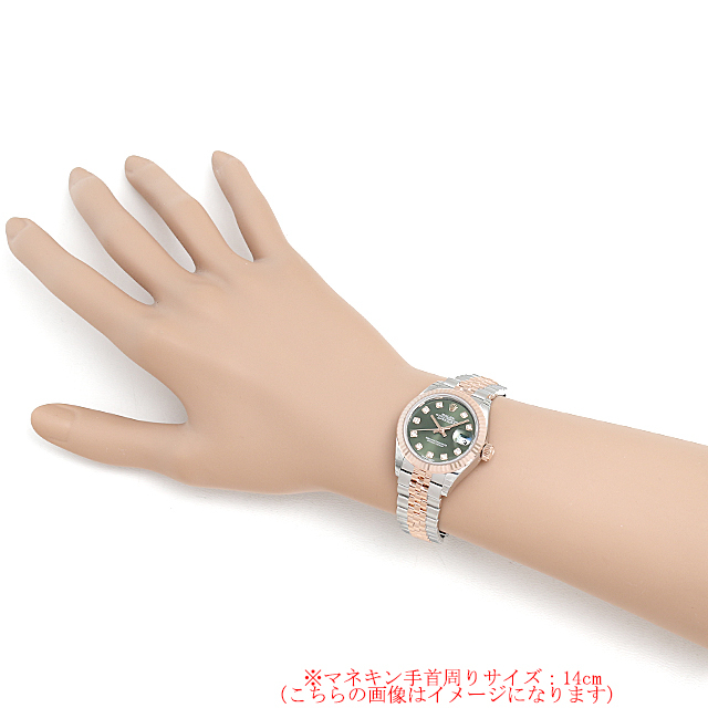 ロレックス デイトジャスト28 10Pダイヤ 279171G オリーブグリーン 新品 レディース
