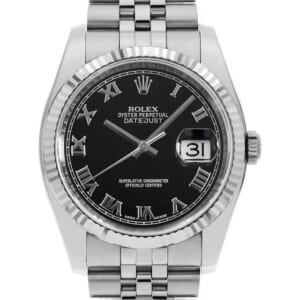 ロレックス デイトジャスト 116234 ブラック ローマ 5列 ジュビリーブレス ランダム番 中古 メンズ