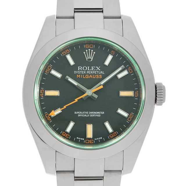 ロレックス ミルガウス グリーンガラス 116400GV ブラック V番 中古 メンズ